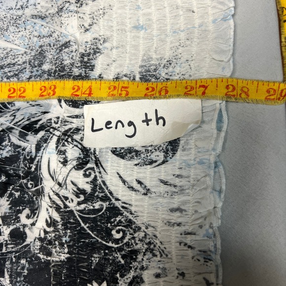 Cato Woman Sheer Blouse Flowy Smocked Waist Dolman SL Blue White Print 14/16W - Picture 10 of 12